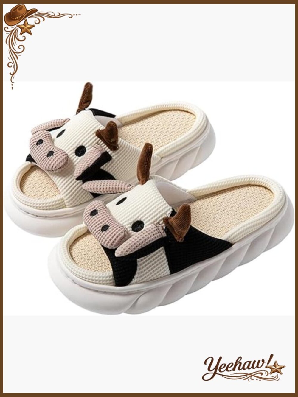 Linen Slippers for Women, Indoor House Shoes with Durable Sole